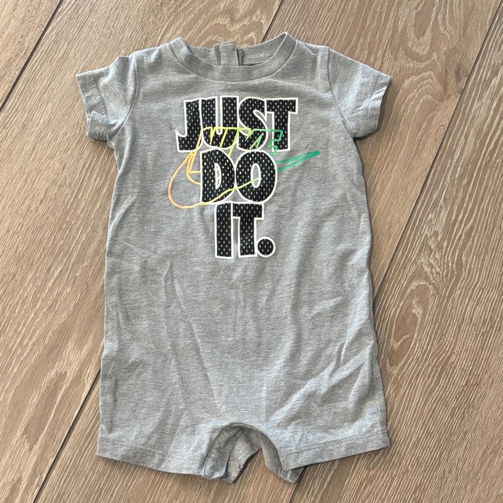 Nike Gray Baby Romper with Graphic Print